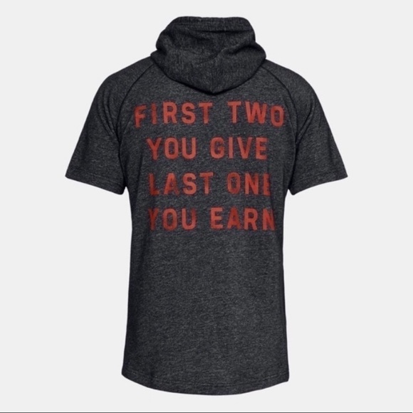 NWT Under Armour Men's Project Rock Respect Short Sleeve Hoodie Sweater size S - Picture 2 of 11